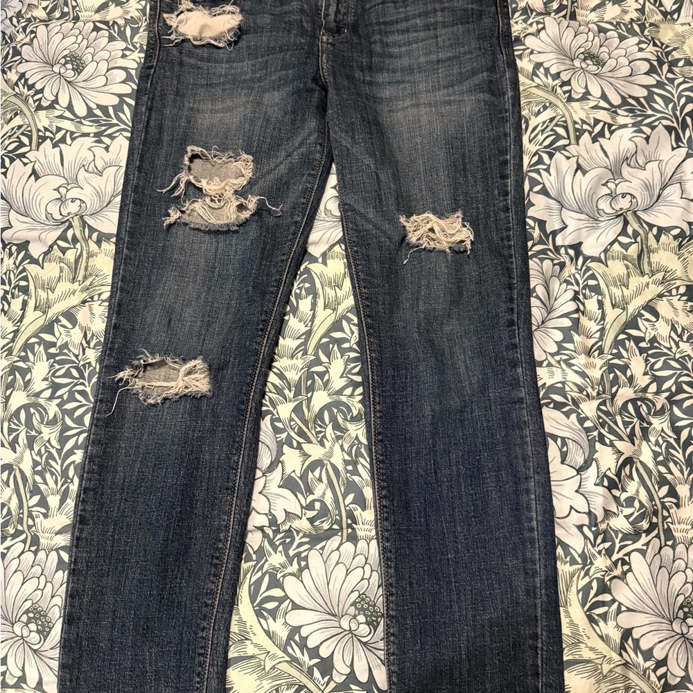 Eunina Dark Blue Distressed Skinny Jeans
